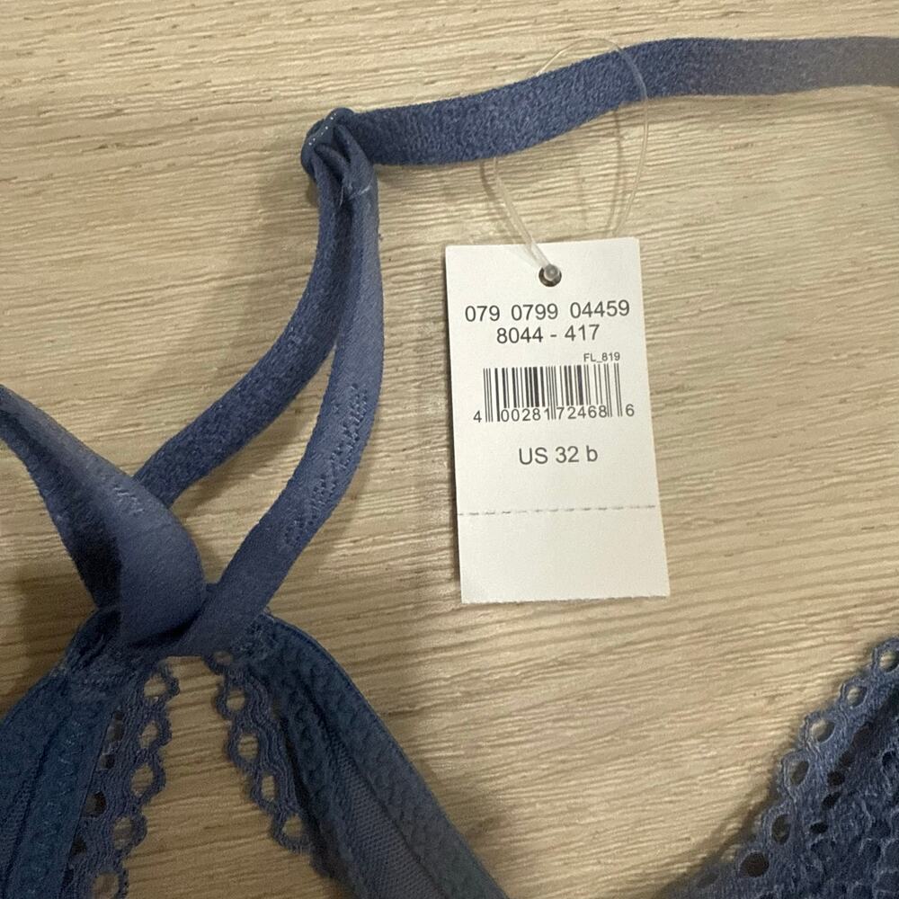NWT Aerie Blue Lace Racerback Bralette Deep V Plunge Size 32B - Picture 3 of 6